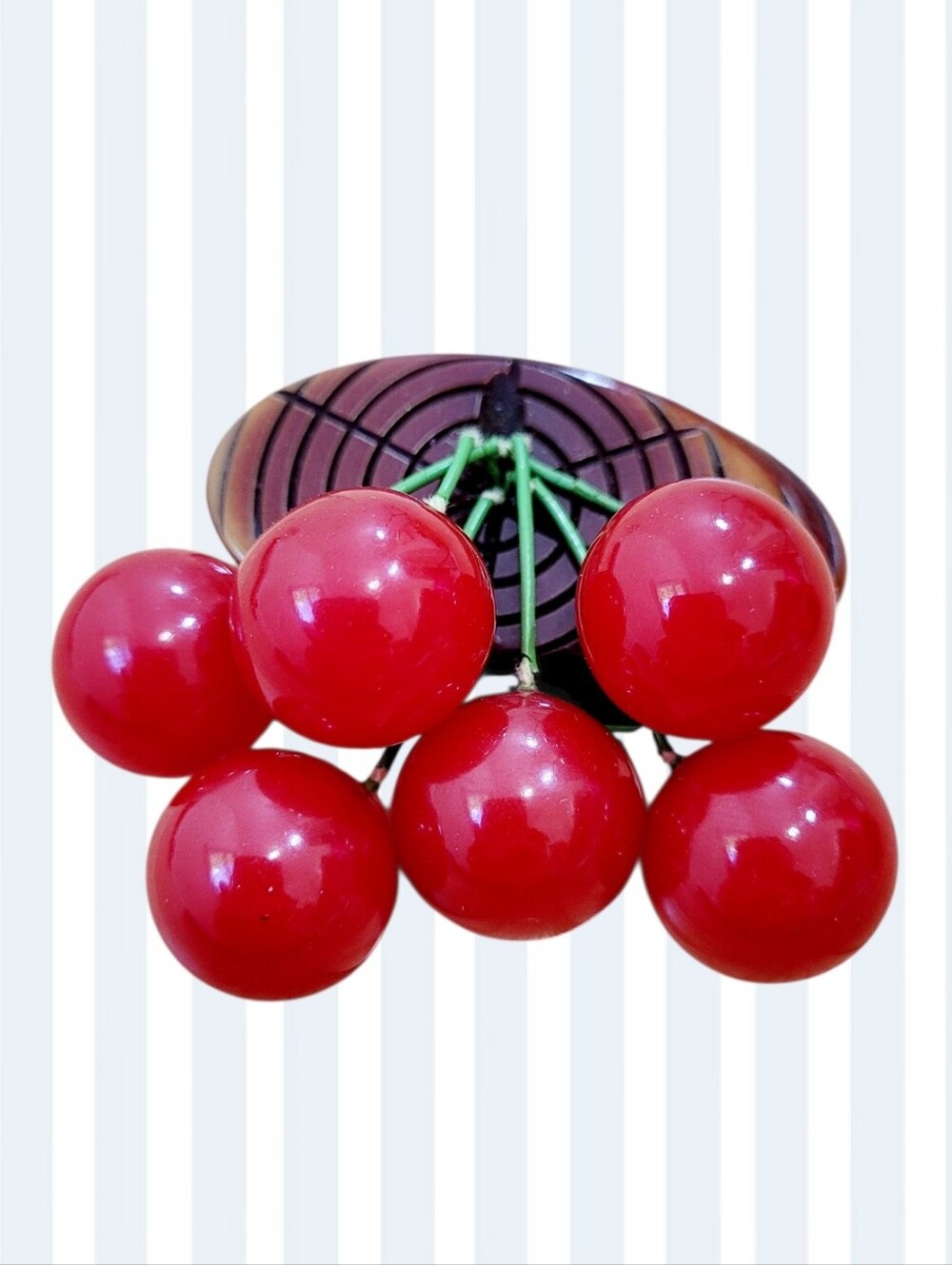 Authentic Vintage 1940s BAKELITE Cherry CHERRIES On Log Dangle Brooch Pin